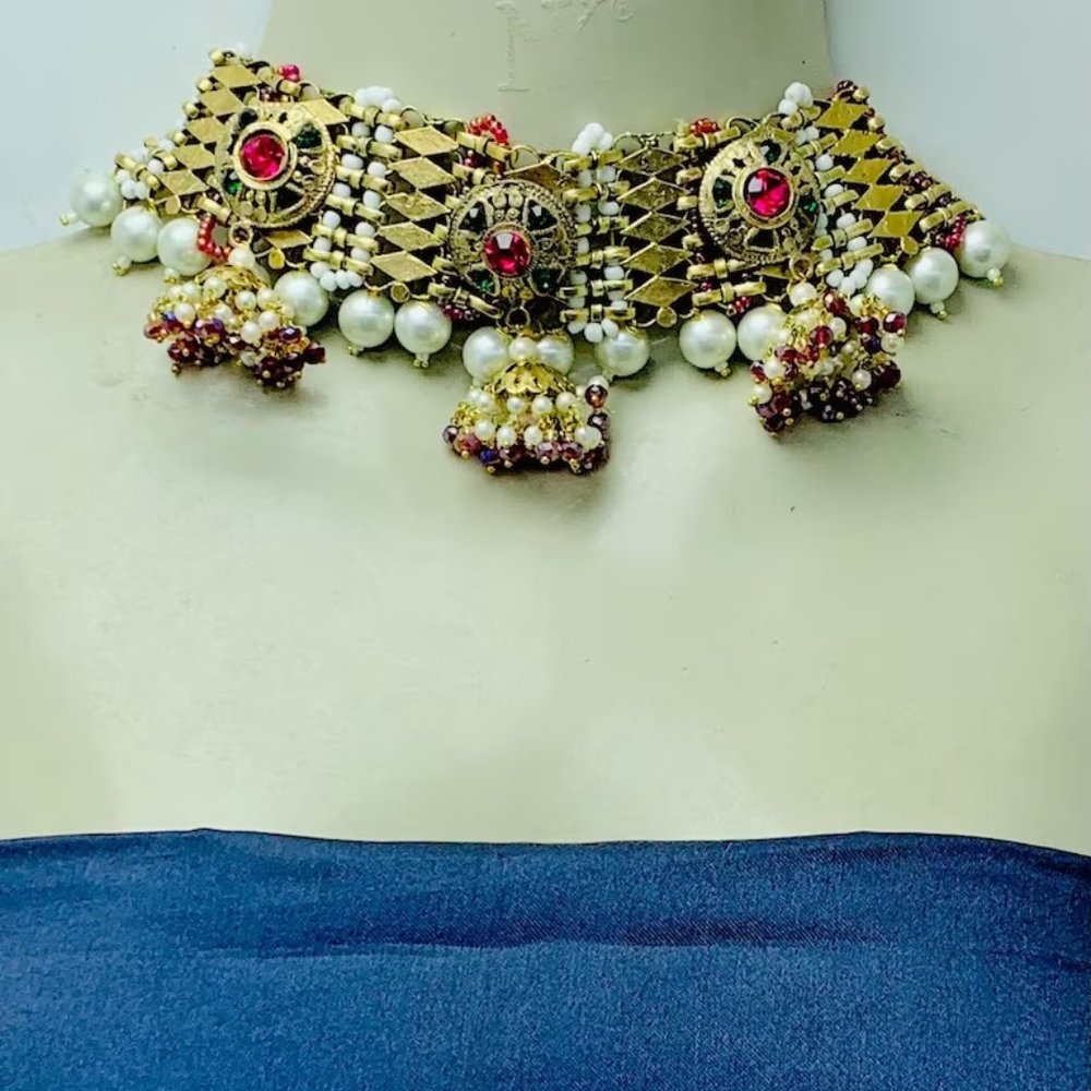 Kuchi Tribal Choker: Afghan Pearl & Glass Beaded Necklace
